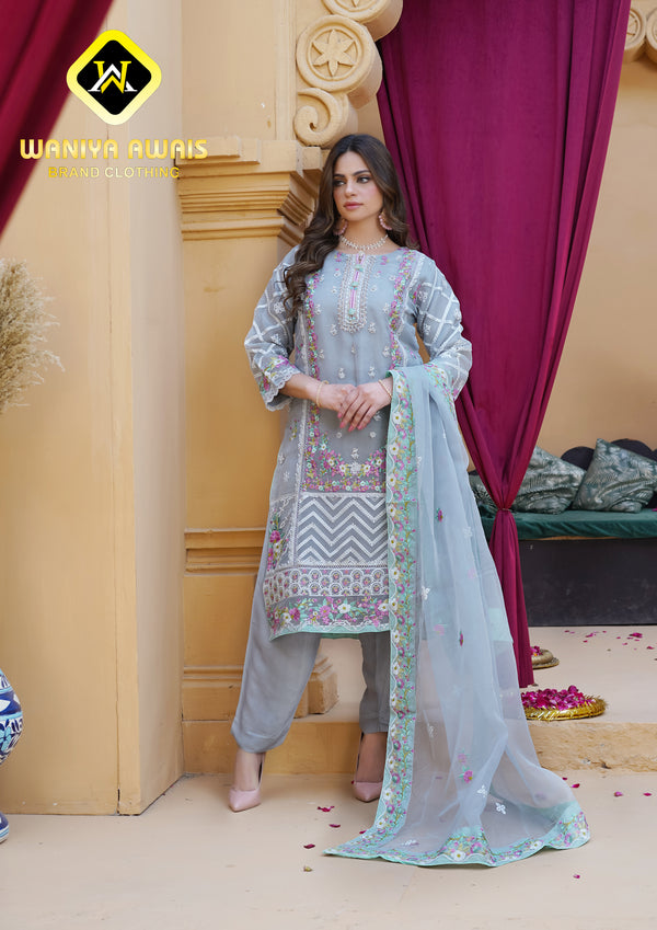 3 PIECE STITCHED EMBROIDERED SUIT WAS-177