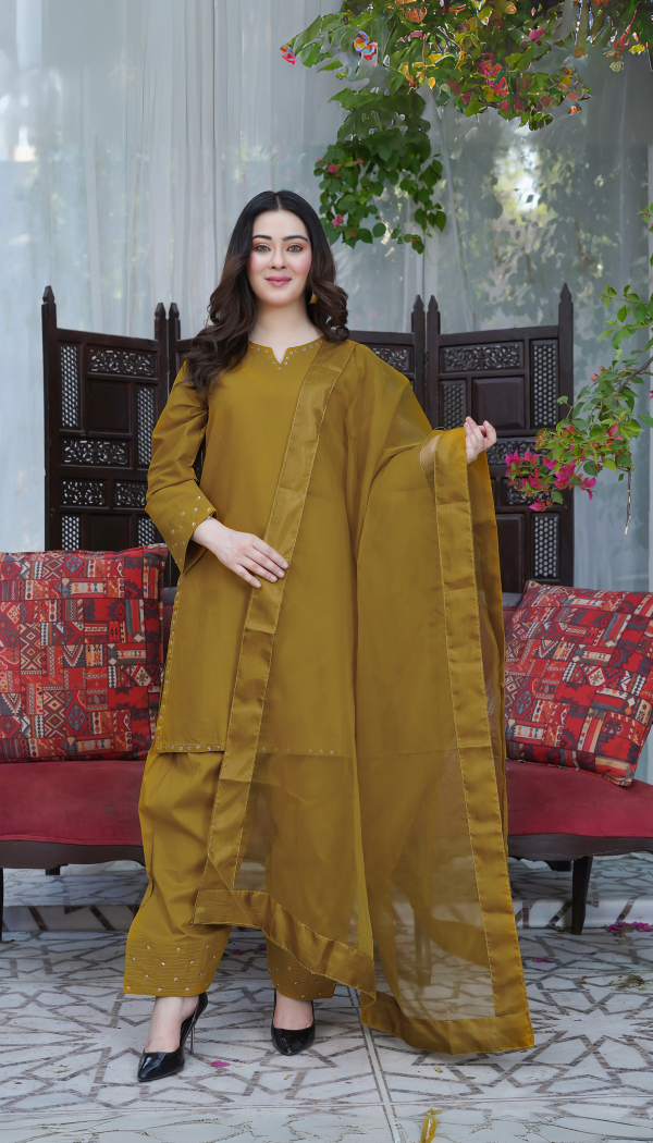 Farshi Shalwar Kameez 3 Pc Stitched - WAL-72 D2