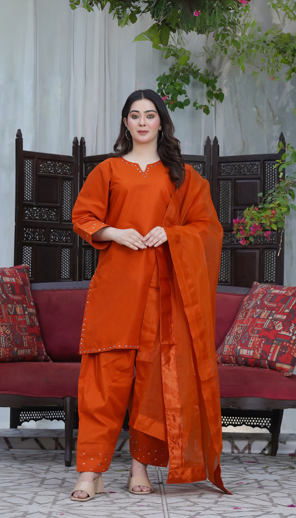 Farshi Shalwar Kameez 3 Pc Stitched - WAL-72 D1