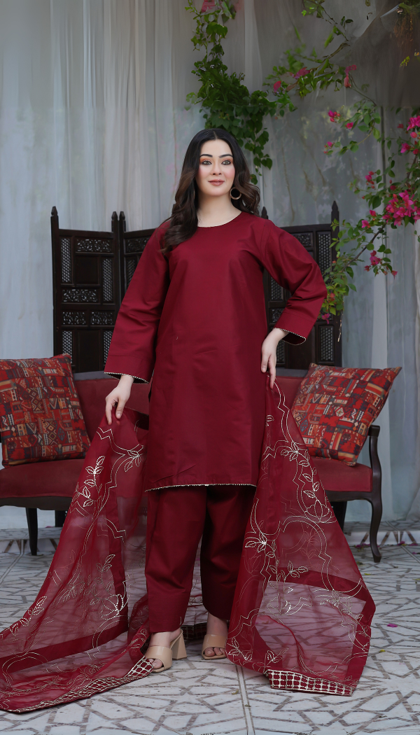 Farshi Shalwar Kameez 3 Pc Stitched - WAL-74 D2