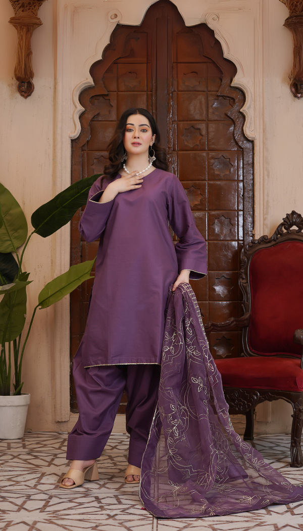Farshi Shalwar Kameez 3 Pc Stitched - WAL-74 D1